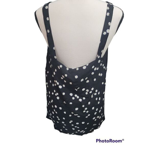 Joules Black Daisy Kyra Print Vneck Spaghetti Strap Tank Blouse Sz 8 New - Picture 3 of 5